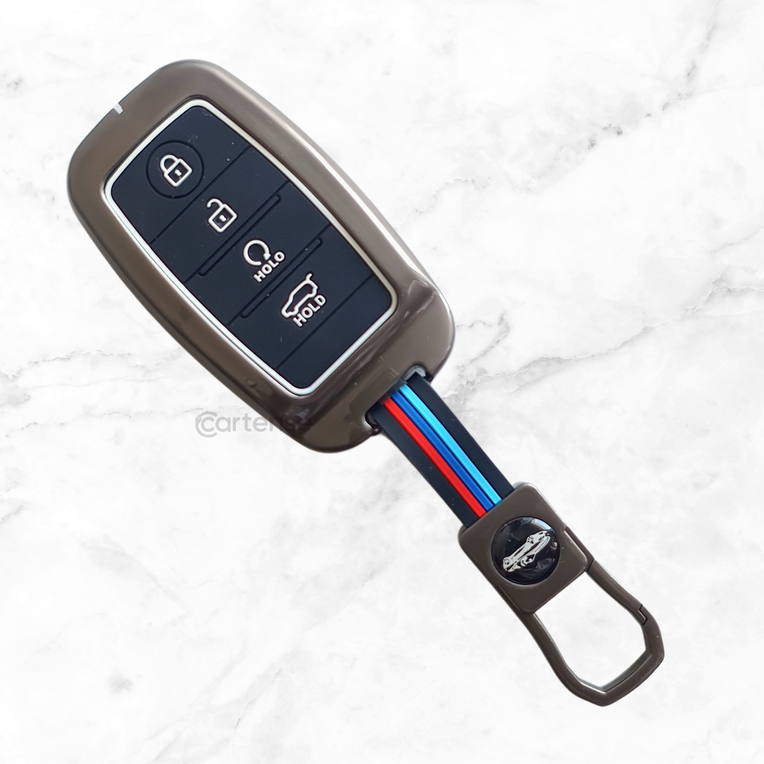 Metal Silicon Car Key Cover Compatible With Kia Seltos, Sonet, Carens | Push Start Key