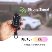 Metal Silicon Car Key Cover Compatible With Kia Seltos, Sonet, Carens | Push Start Key
