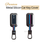 Metal Silicon Key Cover for Suzuki Baleno, Swift, Ertiga, XL6, DZire, Fronx, Scross, Celerio, Ciaz, Brezza, Grand Vitara, Jimny, Ignis    | 2 Button Smart Key