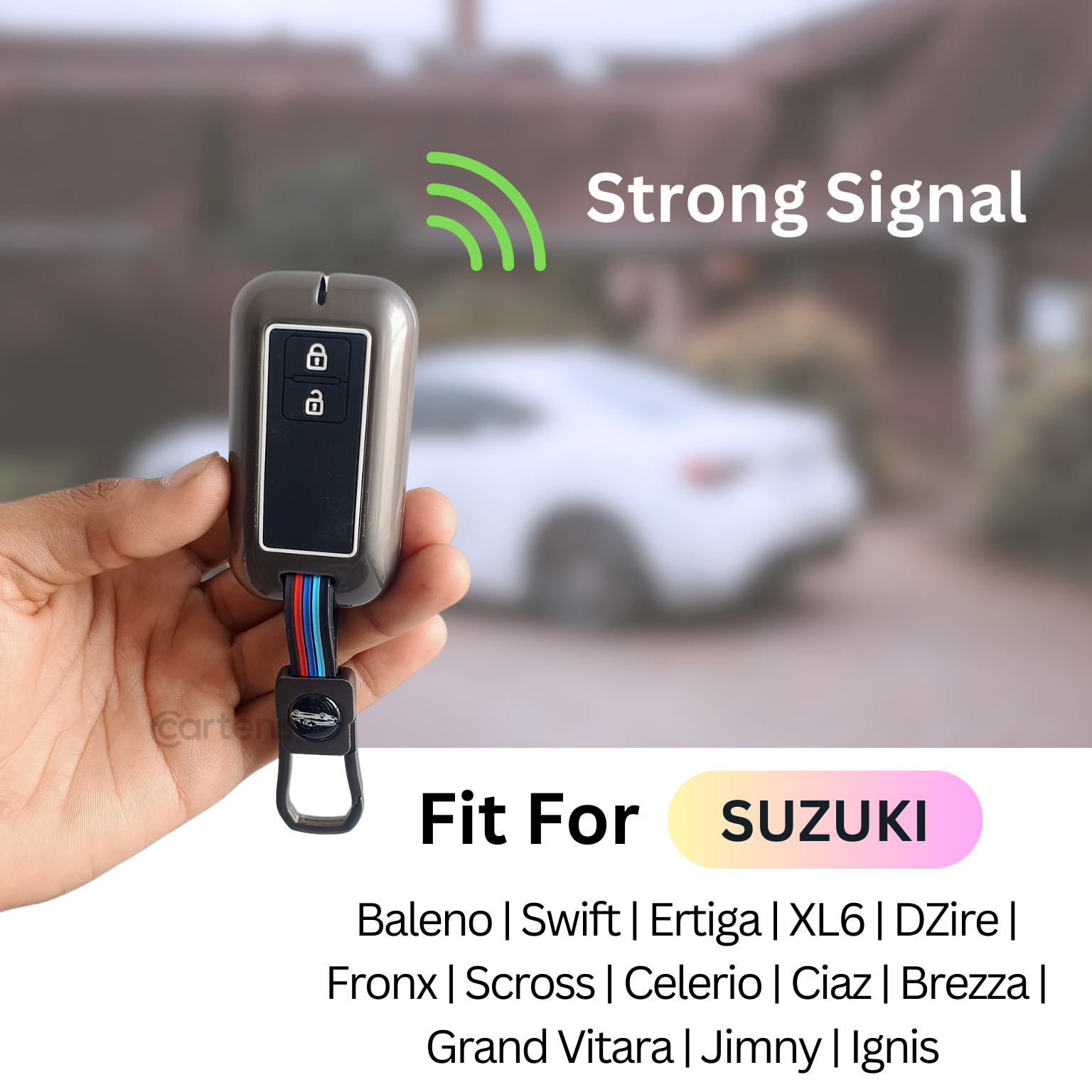 Metal Silicon Key Cover for Suzuki Baleno, Swift, Ertiga, XL6, DZire, Fronx, Scross, Celerio, Ciaz, Brezza, Grand Vitara, Jimny, Ignis    | 2 Button Smart Key