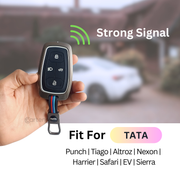 Metal Silicon Car Key Cover For TATA Punch, Tiago, Altroz, Nexon, Harrier, Safari, EV, Sierra | 4 Button Smart Key