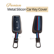 Metal Silicon Car Key Cover For Toyota Corolla, Camry, Ascent, Yaris,  Levin  | 2 Button Flip Key