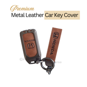 Metal Leather Key Cover Compatible with Accord, Amaze Jazz, CR-V,  WR-V | 3 Button Smart Key
