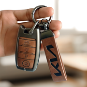Metal Leather Car Key Cover Compatible With Kia Seltos, Sonet, Carens | Push Start Key