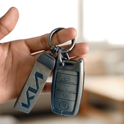Metal Leather Car Key Cover Compatible With Kia Seltos, Sonet, Carens | Push Start Key