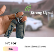 Metal Leather Car Key Cover Compatible With Kia Seltos, Sonet, Carens | Push Start Key