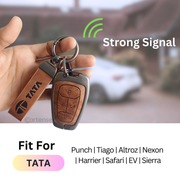 Metal Leather Car Key Cover For TATA Punch, Tiago, Altroz, Nexon, Harrier, Safari, EV, Sierra | 4 Button Smart Key