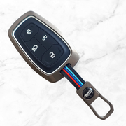 Metal Silicon Car Key Cover For TATA Punch, Tiago, Altroz, Nexon, Harrier, Safari, EV, Sierra | 4 Button Smart Key