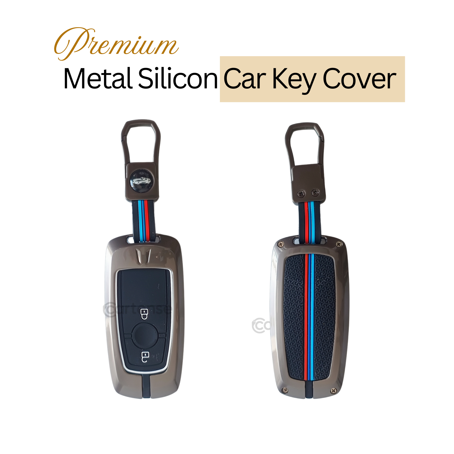 Smart Key Metal Silicon Key Cover Compatible with Ecosport, Endura, Mondeo