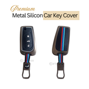 Metal Silicon Car Key Cover For Toyota Corolla Altis, Innova Crysta   | 3 Button Flip Key