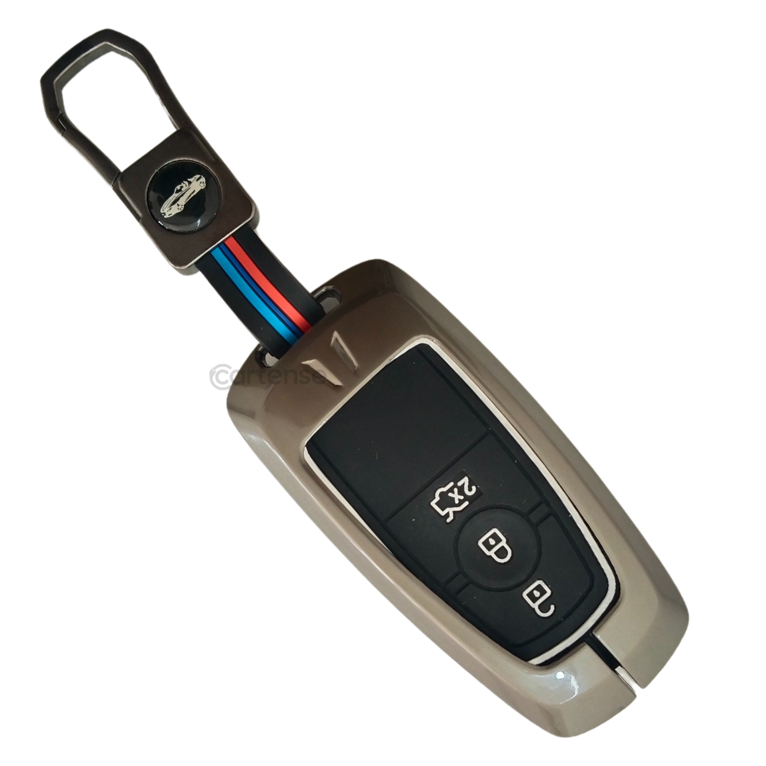 Metal Silicon Key Cover Compatible With Figo, Aspire, Ecosport, Endeavour | 3 button Smart Key