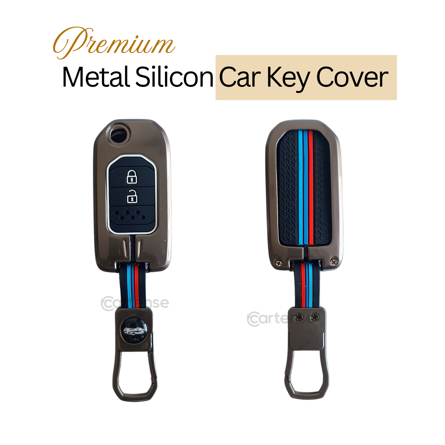 Metal Silicon Key Cover Compatible with City, WR-V | 2 Button Flip Key