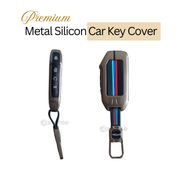 Metal Silicon Car Key Cover Compatible With Kia Seltos, Sonet 2023 | Push Start 4 Button Side Key