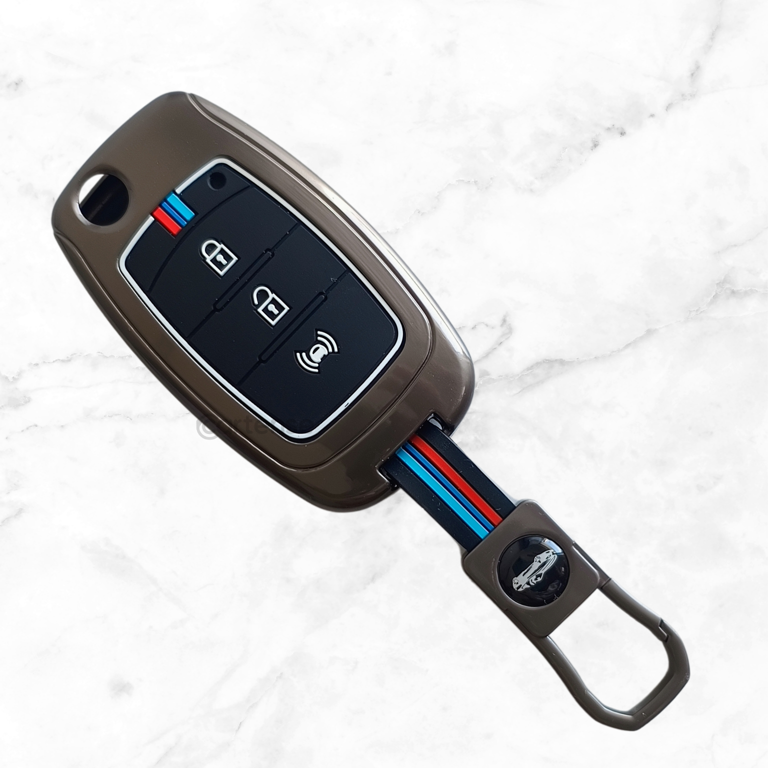Mahindra Alturas G4, XUV 300 Key Cover | Metal Silicon | 3 Button Flip Key
