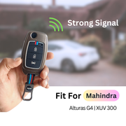 Mahindra Alturas G4, XUV 300 Key Cover | Metal Silicon | 3 Button Flip Key