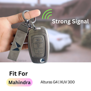 Mahindra Alturas G4, XUV 300 Key Cover | Metal Leather | 3 Button Flip Key