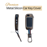 Metal Silicon Car Key Cover Compatible With Kia Kia Seltos HTE,  Sonet HTE,  Carens Premium, Prestige 3 Button Flip Key