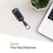 Metal Silicon Car Key Cover Compatible With Kia Kia Seltos HTE,  Sonet HTE,  Carens Premium, Prestige 3 Button Flip Key