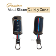 Metal Silicon Key Cover For Mahindra Scorpio, XUV 300,  Marazzo, XUV 700,  3XO, XUV 400 EV,  Bolero, Thar, TUV 3  & Thar Roxx | 3 Button Flip Key