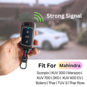 Metal Silicon Key Cover For Mahindra Scorpio, XUV 300,  Marazzo, XUV 700,  3XO, XUV 400 EV,  Bolero, Thar, TUV 3  & Thar Roxx | 3 Button Flip Key