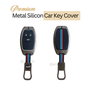 Metal Silicon Car Key Cover For MG Astor, Gloster, Hector | 3 Button Smart Key