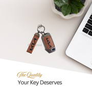 Metal Leather Car Key Cover Compatible With Kia Kia Seltos HTE,  Sonet HTE,  Carens Premium, Prestige | 3 Button Flip Key