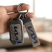 Metal Leather Car Key Cover Compatible With Kia Kia Seltos HTE,  Sonet HTE,  Carens Premium, Prestige | 3 Button Flip Key