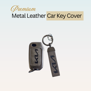 Metal Leather Car Key Cover Compatible With Kia Kia Seltos HTE,  Sonet HTE,  Carens Premium, Prestige | 3 Button Flip Key