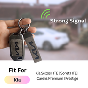 Metal Leather Car Key Cover Compatible With Kia Kia Seltos HTE,  Sonet HTE,  Carens Premium, Prestige | 3 Button Flip Key