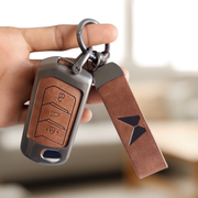 Metal Leather Key Cover For Mahindra Scorpio, XUV 300,  Marazzo, XUV 700,  3XO, XUV 400 EV,  Bolero, Thar, TUV 3  & Thar Roxx | 3 Button Flip Key
