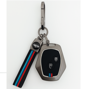 Metal Silicone Key Cover with Belt for Renault Logan, Duster, Verito, Lodgy | 2 Button Key