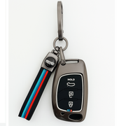 Metal Silicone Key Cover with Belt for With Creta, Venue, Aura, i20,Grand i10 Nios, Xcent | 3 Button Flip Key