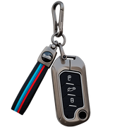 Metal Silicone Key Cover with Belt for Mahindra Scorpio, XUV300, Marazzo, XUV700, 3XO, XUV400 EV, Bolero, Thar, TUV300 & Thar Roxx | 3-Button Flip Key