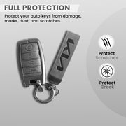Metal Leather Car Key Cover Compatible With Kia Seltos, Sonet, Carens | Push Start Only Key