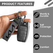 Metal Leather Car Key Cover Compatible With Kia Seltos, Sonet, Carens | Push Start Only Key