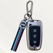 Metal Silicone Key Cover with Belt for Hyundai Elentra, Old Verna, Old i20 | Push Button Smart Key