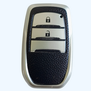 TPU Leather Car Key Cover For Toyota Fortuner, Hilux, Innova Crysta, Legender, Innova HyCross, Land Cruiser | 2 Button Type M1 Push Start Smart Key