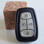 TPU Leather Car Key Cover For TATA Punch, Tiago, Altroz, Nexon, Harrier, Safari, EV, Sierra | 4 Button Smart Key