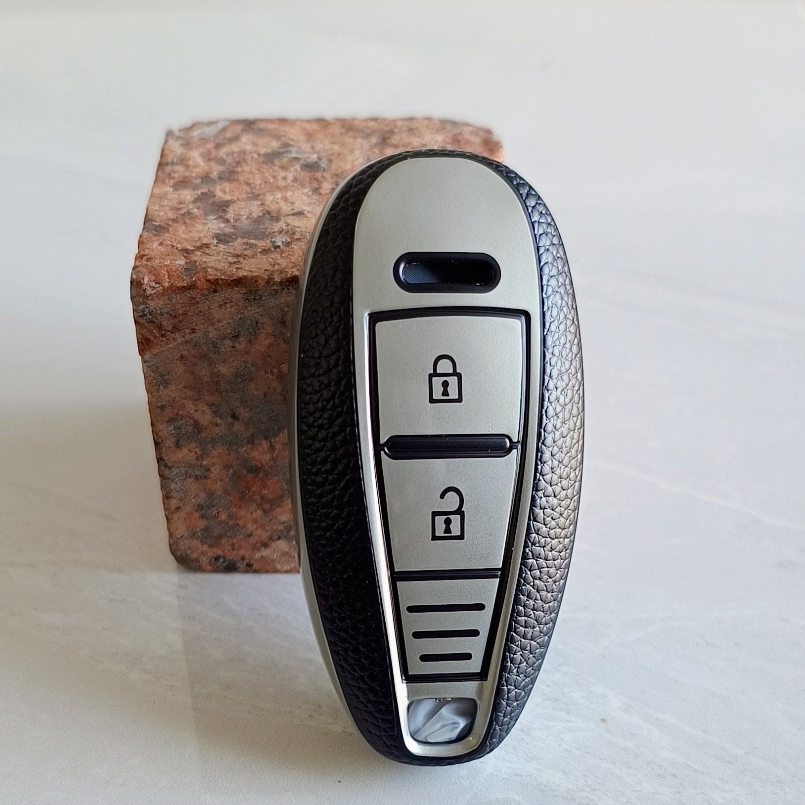 TPU Leather Key Cover for Suzuki Baleno, Ciaz, Grand Vitara, Brezza, S Cross, Swift, Ignis, XL6, Fronx | 2 Button Smart Key