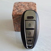 TPU Leather Key Cover for Suzuki Baleno, Ciaz, Vitara, Brezza, S Cross, Swift, Ignis, XL6, Fronx, Jimny, Grand Vitara | 3 Button Smart Key