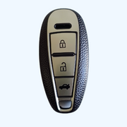 TPU Leather Key Cover for Suzuki Baleno, Ciaz, Vitara, Brezza, S Cross, Swift, Ignis, XL6, Fronx, Jimny, Grand Vitara | 3 Button Smart Key
