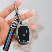 Metal Silicone Key Cover with Belt for Renault Logan, Duster, Verito, Lodgy | 2 Button Key