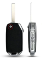 Metal Leather Car Key Cover Compatible With Kia Kia Seltos HTE,  Sonet HTE,  Carens Premium, Prestige | 3 Button Flip Key