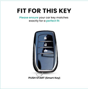 Metal Leather Car Key Cover For Toyota Fortuner, Hilux, Innova Crysta, Legender, Innova HyCross, Land Cruiser | 3 Button Type M1 Push Start Smart Key