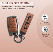 Combo offer KIA lover Metal Leather Car Key Cover Compatible With Kia Seltos, Sonet, Carens | Push Start Only Key