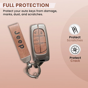 Combo offer Jeep lover Metal Leather Car Key Cover Compatible With Jeep Compass | 3 Button Smart Key