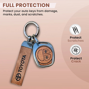 Combo offer Toyota lover Metal Leather Key Cover for Toyota Rumion, Hyryder, Urben Cruiser, Galanza | 2 Button Key