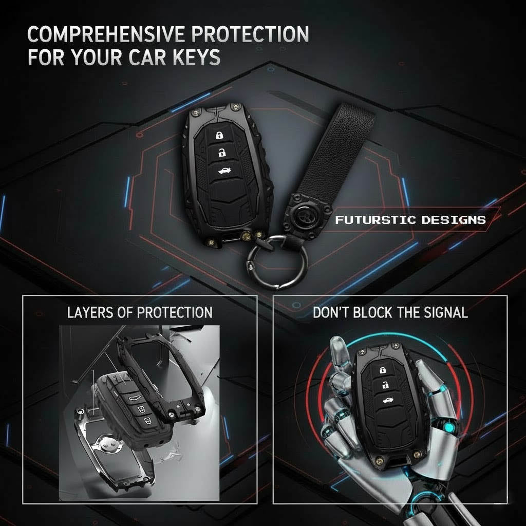 Transformer Car Key Cover Black For Toyota Fortuner, Hilux, Innova Crysta, Legender, Innova HyCross, Land Cruiser | 3 Button Type M1 Push Start Smart Key