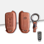 Leather Car Key Cover For TATA Arai, Safari, Tiago, Zest, Bolt, Tigor, Hexa, Nexon, Harrier, Altroz, Punch | 3 Button Flip Key