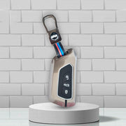 Metal Silicon Key Cover fit Volkswagen Virtus | Skoda Octiva | 3 Button Smart Key